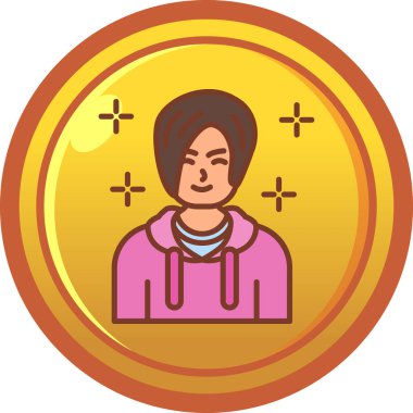 Bozuk para ikonu vektör illüstrasyon tasarımlı kadın avatarı