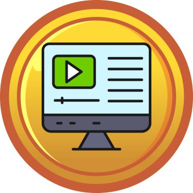 Video oynatıcı simgesinin vektör illüstrasyonu