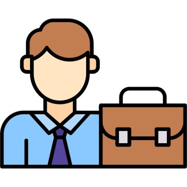 Evrak çantası simgesi, vektör illüstrasyonlu iş adamı