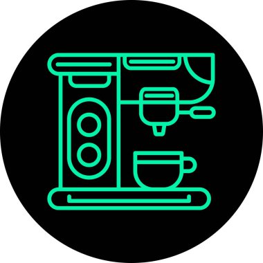 Kahve makinesi ve kahve bardağı simgesi beyaz arkaplanda izole edilmiş.