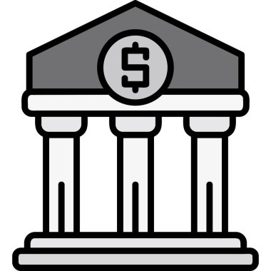 Banka binası finans simgesi - taslak biçimi
