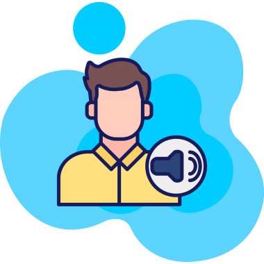 Hoparlörlü adam ve mikrofon vektör çizimi