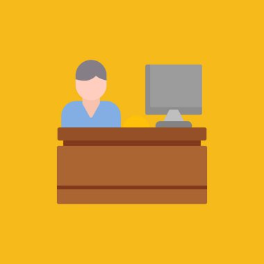 ofis masası simgesi, düz stil