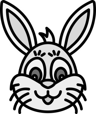 Tavşan yüz simgesi, basit tasarım vektör çizimi