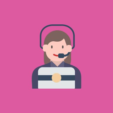 Operatör simgesini destekle. Web için müşteri hizmetleri vektör simgesinin düz çizimi