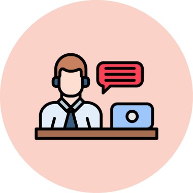 Müşteri servisi simgesi renk ana hatları vektörü