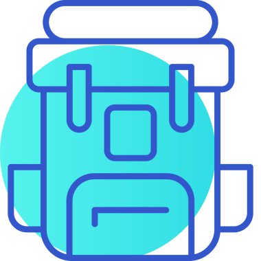 Mavi arka planı olan bir araba için bir çantanın vektör çizimi