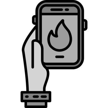 akıllı telefon yakma simgesi ana hatlar biçiminde