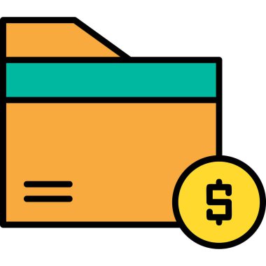 Dolar para kutusu ikonu. dolar para kutusu vektör rengi düz izole