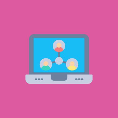 Sosyal medya vektör illüstrasyon tasarımı ile bilgisayar ekranı