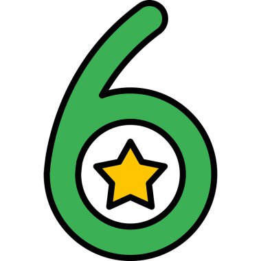 sekiz numara beş renk vektör çizgisi simgesi