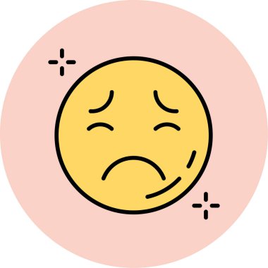 üzgün emoji simgesi renk ana hatları vektörü