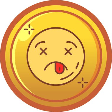 Emoji duygu simgesi para simgesi doldurulmuş dış hat biçimi