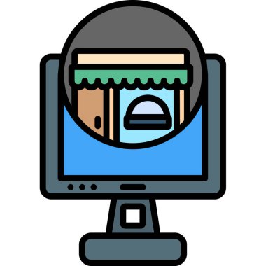 İnternet çevrimiçi dükkan simgesi - taslak biçimi