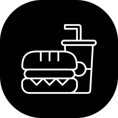 vektör burger simgesi, besin bağlantılı vektör illüstrasyonu