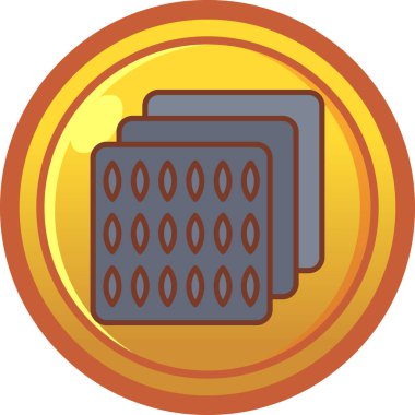 Altın paralı bir kalkanın vektör çizimi.