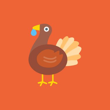 Şükran Günü hindi ikonu düz vektör. hindi