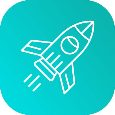 Roket çizgisi simgesi beyaz arkaplanda izole edildi. Uzay yolculuğu. Renkli taslak konsepti. Vektör.