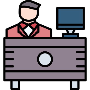 Otelde. Web simgesi basit illüstrasyon