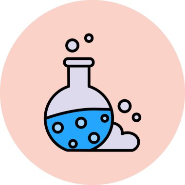 Kimyasal deney simgesi renk ana hatları vektörü