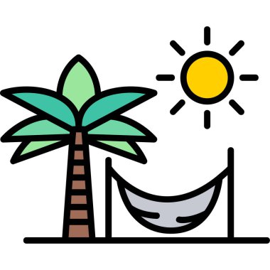 Yaz plajı tatil simgesi taslak tarzında