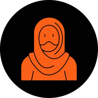 Müslüman kadın simgesi, basit siyah illüstrasyon