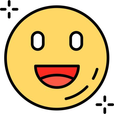 Mutlu yüz ifadesi simgesi, ana hatlı vektör illüstrasyonu