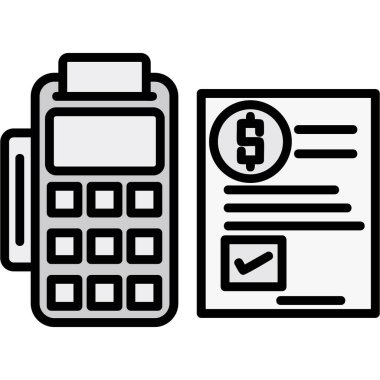 fatura hesap makinesi simgesi, vektör illüstrasyonu