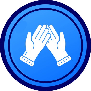 El sıkışma vektör ikonu olan eller. Düz bir renkte düz bir çizim. yuvarlak mavi arkaplan.