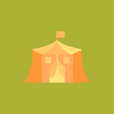 Çadır ve çadır işaretinin vektör çizimi. Çadır ve orman stok vektör illüstrasyonu koleksiyonu.