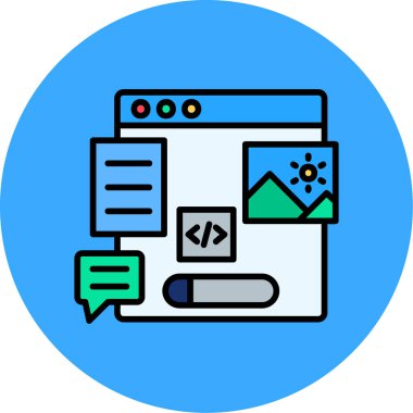 Doldurulmuş veri simgesine sahip bilgisayar monitörü - taslak biçimi