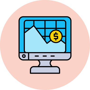 Dolar işareti ve sikke vektör illüstrasyon tasarımı ile bilgisayar monitörü