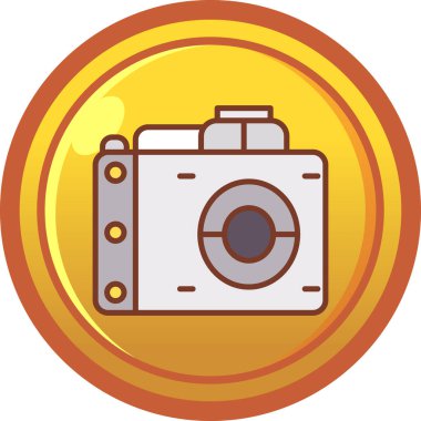 Kamera ikonu, çizgi film tarzı. vektör illüstrasyonu.