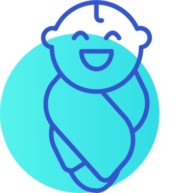 Mavi gülüşlü mutlu bir erkek bebek..