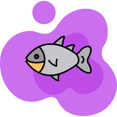 balık, karikatür simgesi, vektör illüstrasyonu