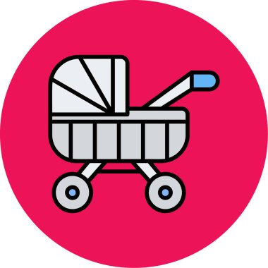 Bir bebek arabası simgesinin vektör illüstrasyonu