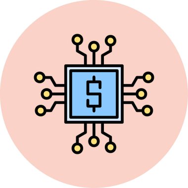 işlemci çipi ikon vektör çizimi
