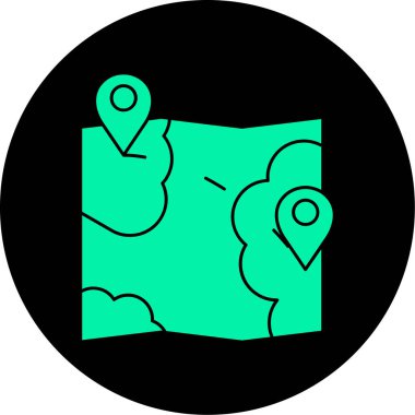 harita simgesi vektör illüstrasyonu