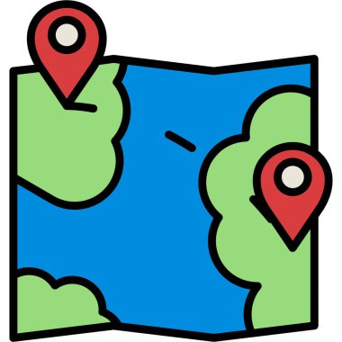 konum haritası renk dış hat vektörü