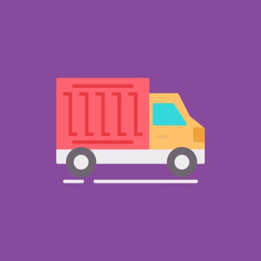 Teslimat kamyonu simgesi. Nakliye teslimatının vektör illüstrasyonu.