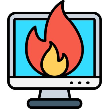 Ateş simgesi renk ana hatları vektörü yakılıyor