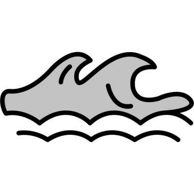 Okyanus dalgaları simgesi, çizgi biçimi