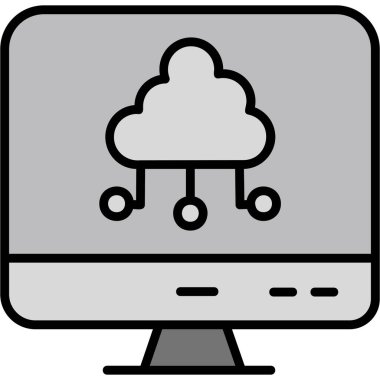 Bilgisayar bulutu. Simge simgesi. resimleme