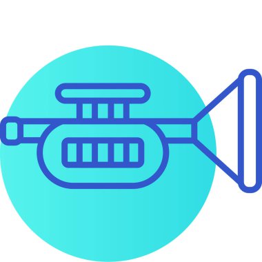 Mavi çizgi trompet ikonu beyaz arkaplanda izole edilmiş. Müzik aleti. vektör.