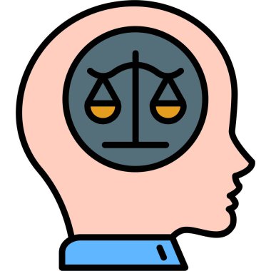 İnsan başı simgesi renk ana hatları vektörü