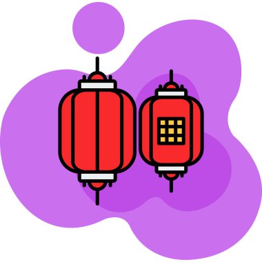 Kırmızı balon ve fenerin vektör çizimi