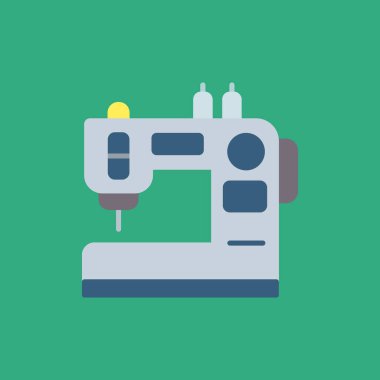 Yeşil arkaplanda makine düz vektör çizimi