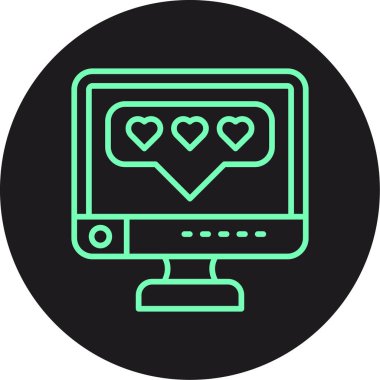 kalp monitörü ekran simgesi, basit vektör illüstrasyonu