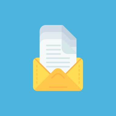 İleti simgesi, vektör illüstrasyonlu zarf.