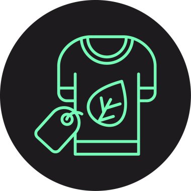 Uzun bir gölge eğimli yeşil ve beyaz tişörtün gösterimi